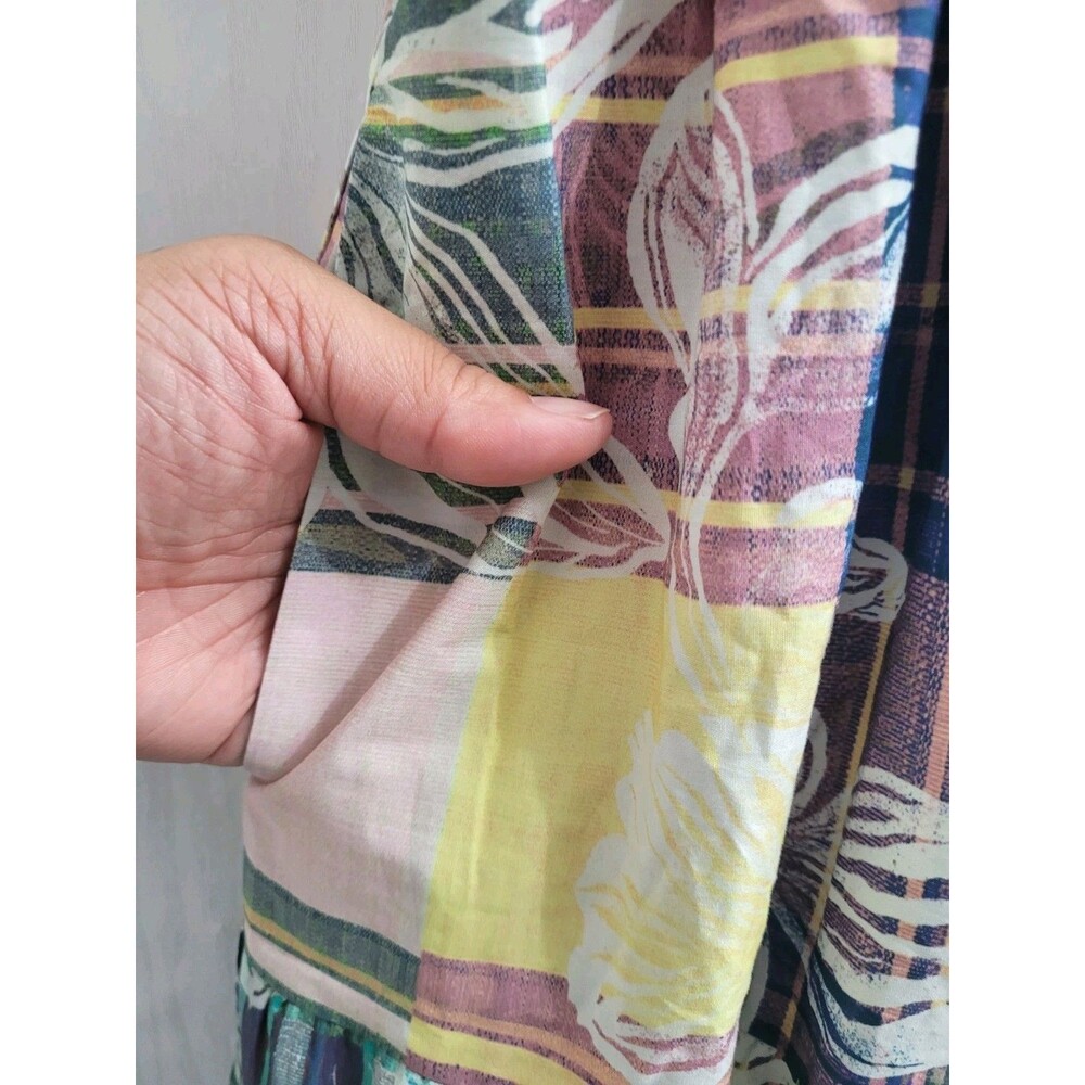 Anthropologie Pastel Plaid & Floral Tiered Maxi Dress - Picture 8 of 14
